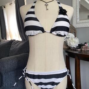Y2k striped bikini size m